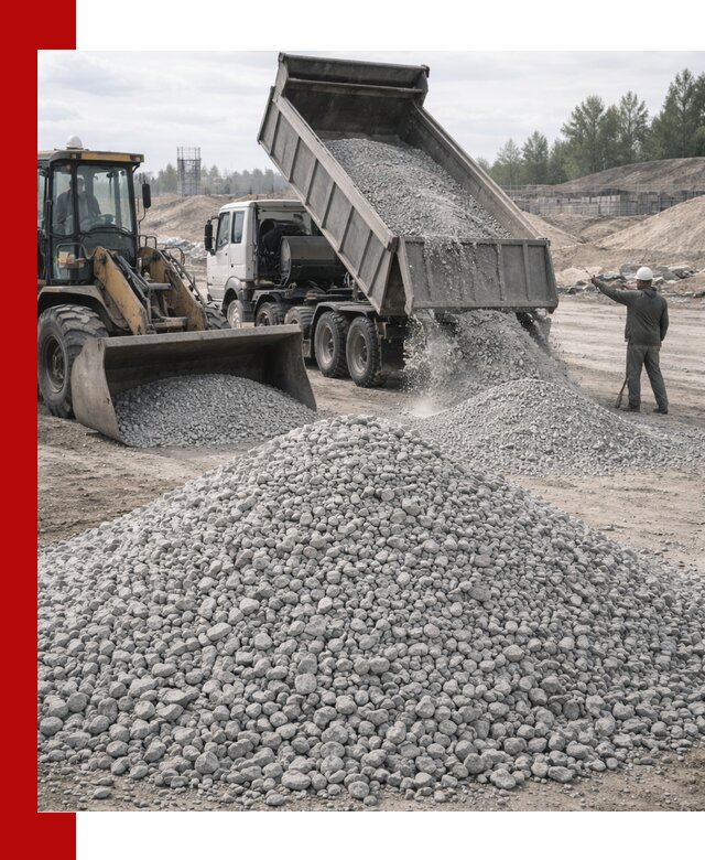 Доставка известнякового щебня фр. 5–20 в Кушве
