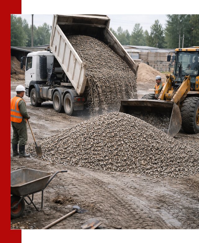 Мытый гравий с доставкой в Кушве от карьера до участка