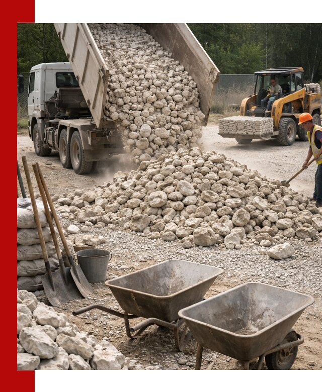 Доставка и продажа бутового известнякового камня в Кушве