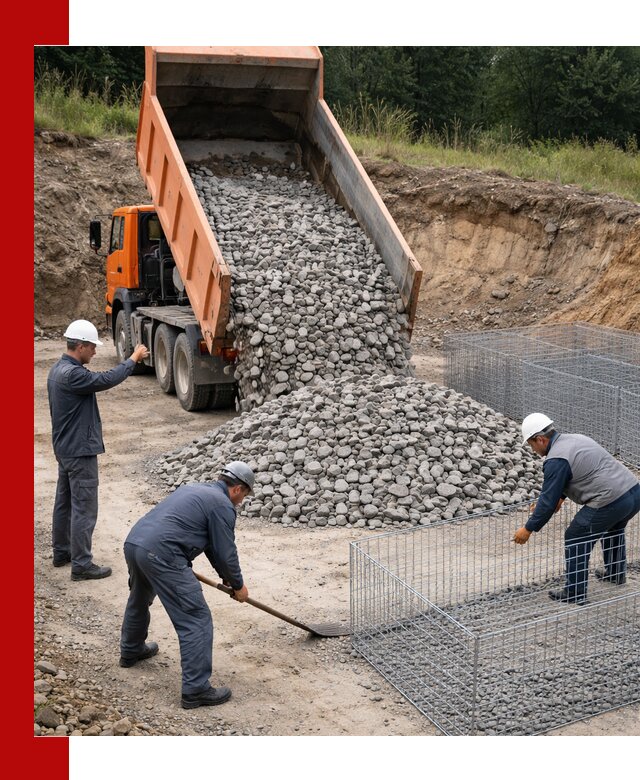 Камень для габионов с доставкой в Кушве быстро и надёжно