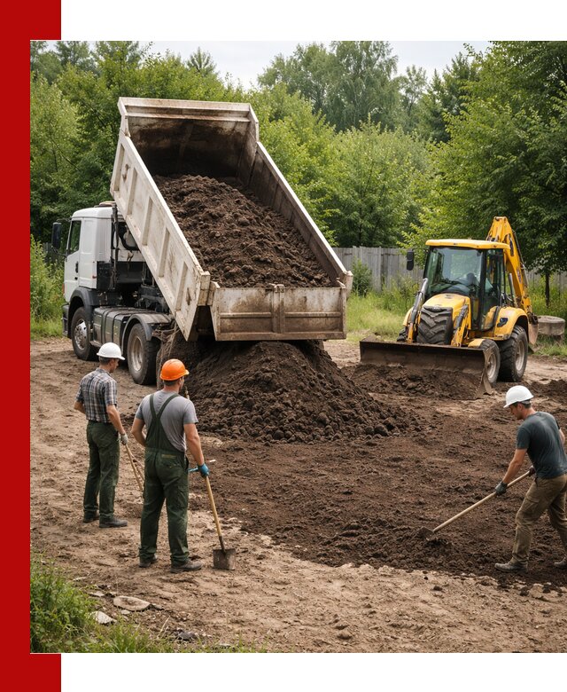 Доставка и укладка грунта для выравнивания участка в Кушве