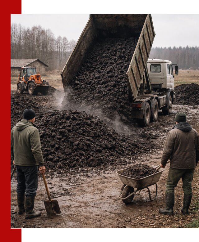 Доставка низинного торфа с разгрузкой и доставкой в Кушве