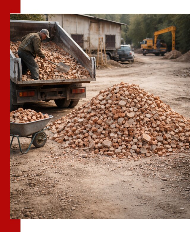 Доставка и подушка из боя кирпича с разгрузкой в Кушве