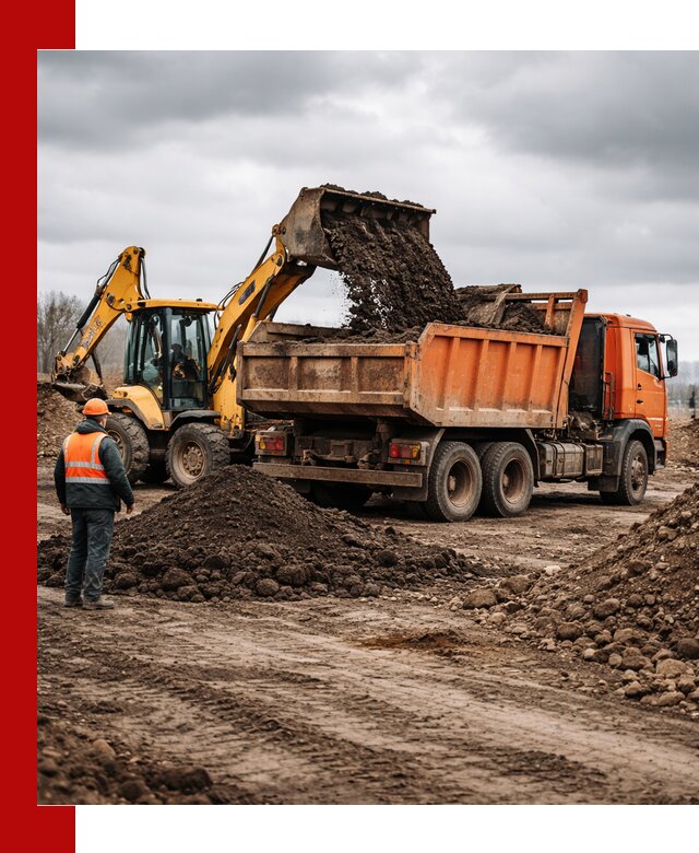 Вывоз грунта и строительного мусора в Кушве грузовыми самосвалами