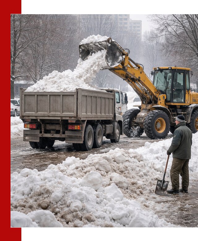 Вывоз снега грузовой техникой в Кушве оперативно и чисто