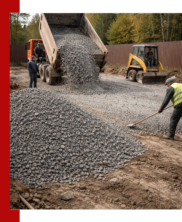 Отсыпка участка щебнем с доставкой и уплотнением в Кушве